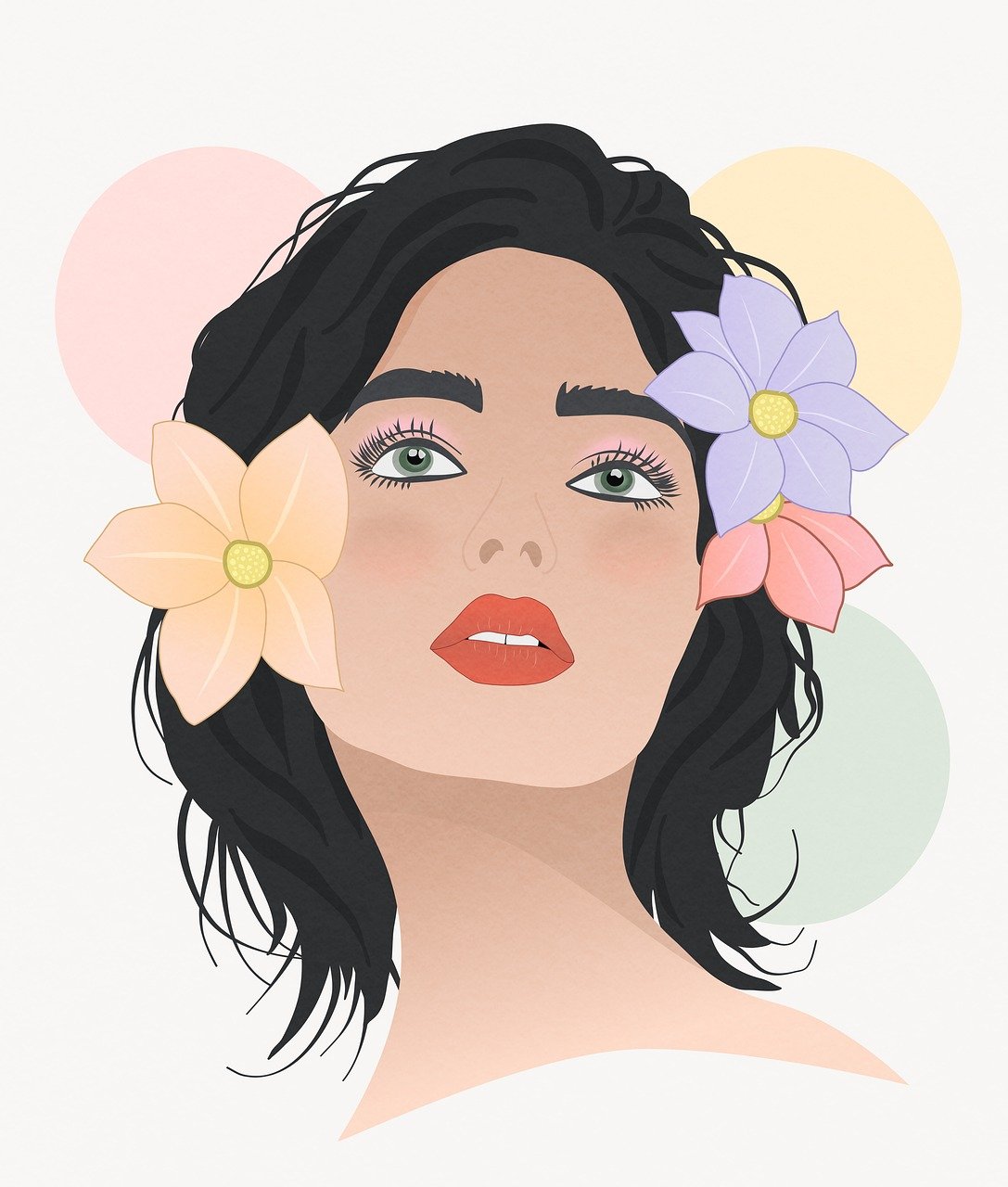 woman, beautiful wallpaper, flower background, nature, portrait, fashion model, female, pose, flowers, petals, boho, background, drawing, bohemian, boho style, flower wallpaper, art, beautiful flowers, retro, face, head